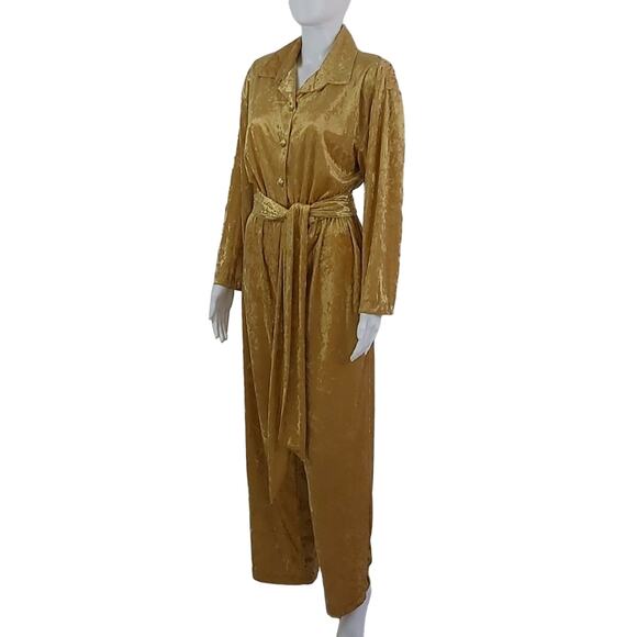 Vintage Brownstone Studio Gold Velvet Jumpsuit Size Small P - Picture 2 of 9